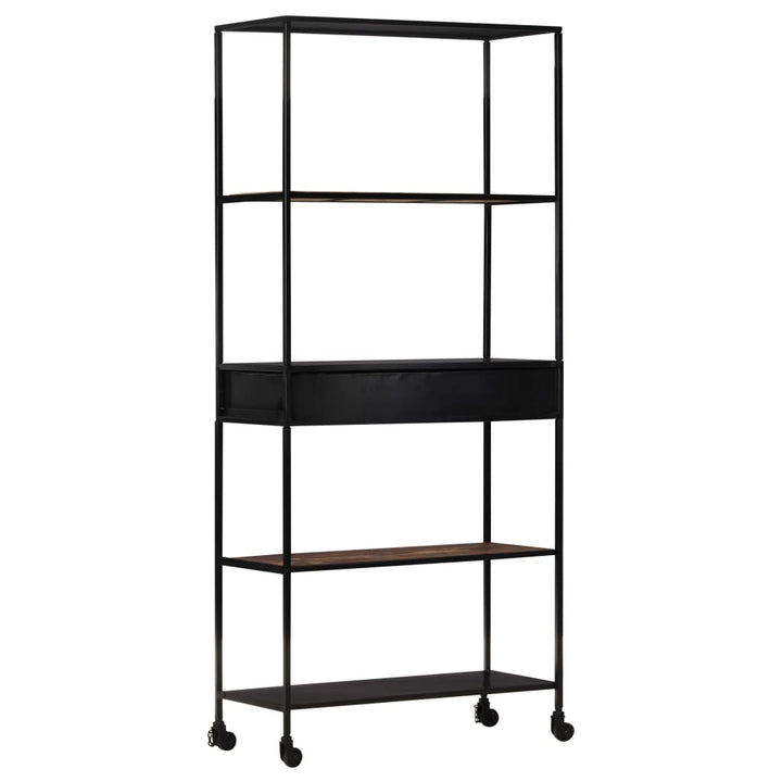 Bibliotecă, 80X35X1, Lemn Mango Nefinisat & Fier