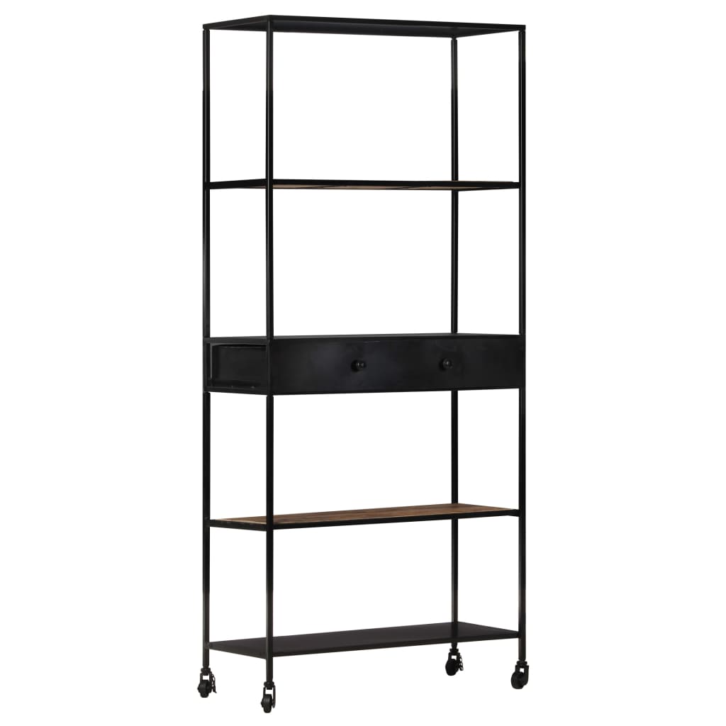 Bibliotecă, 80X35X1, Lemn Mango Nefinisat & Fier