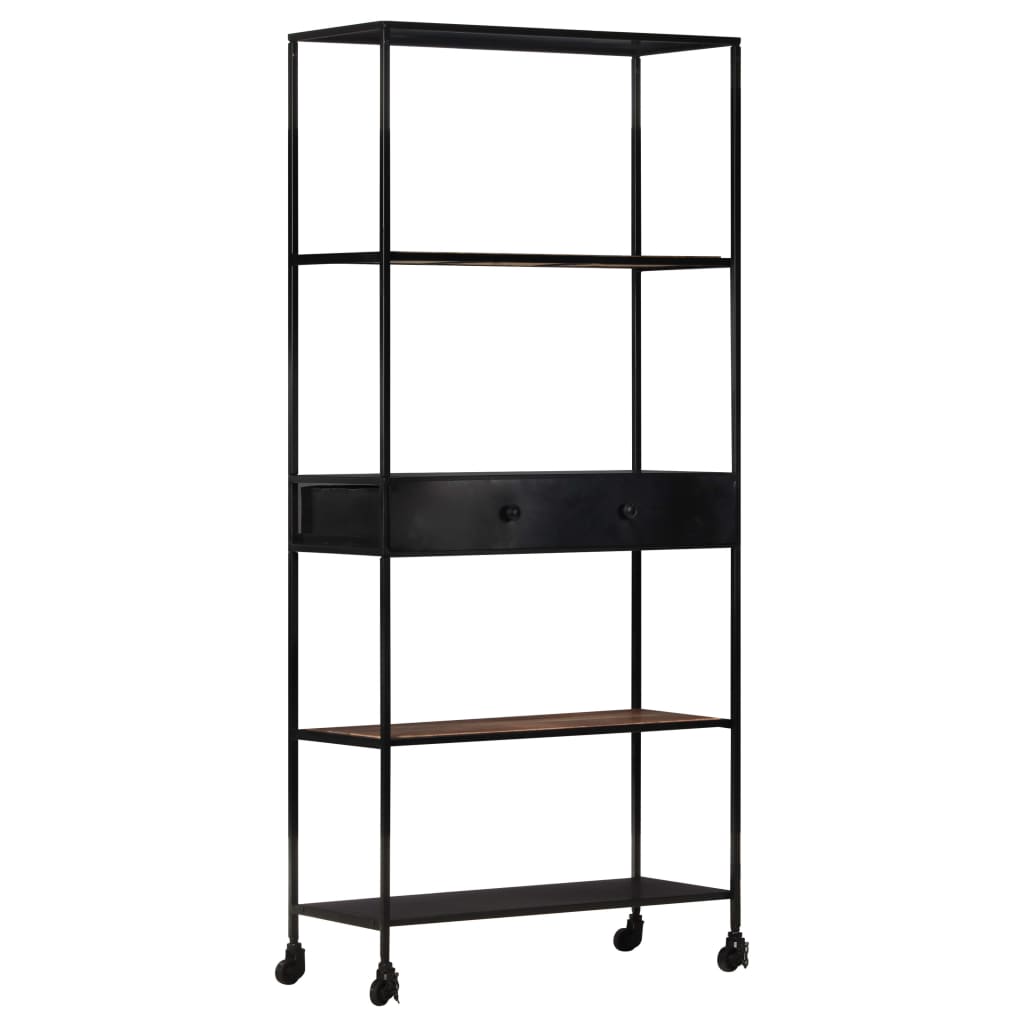 Bibliotecă, 80X35X1, Lemn Mango Nefinisat & Fier