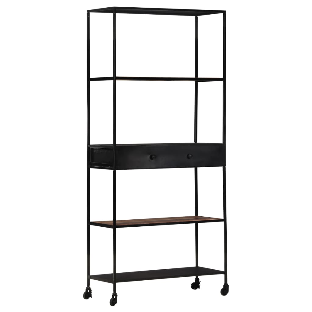 Bibliotecă, 80X35X1, Lemn Mango Nefinisat & Fier