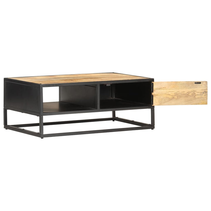 Măsuță De Cafea Cu Ușă Sculptată 90X55X 36 Cm Lemn Mango Brut