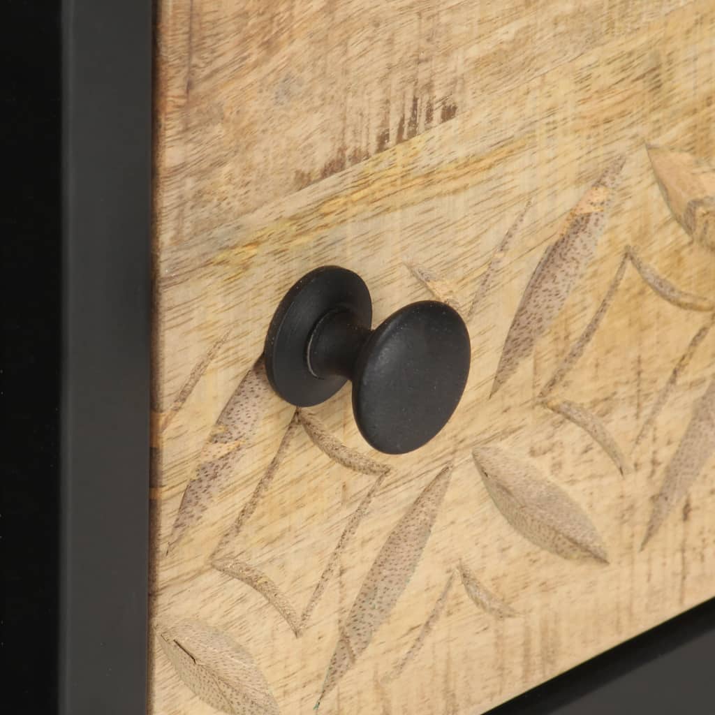 Măsuță De Cafea Cu Ușă Sculptată 90X55X 36 Cm Lemn Mango Brut