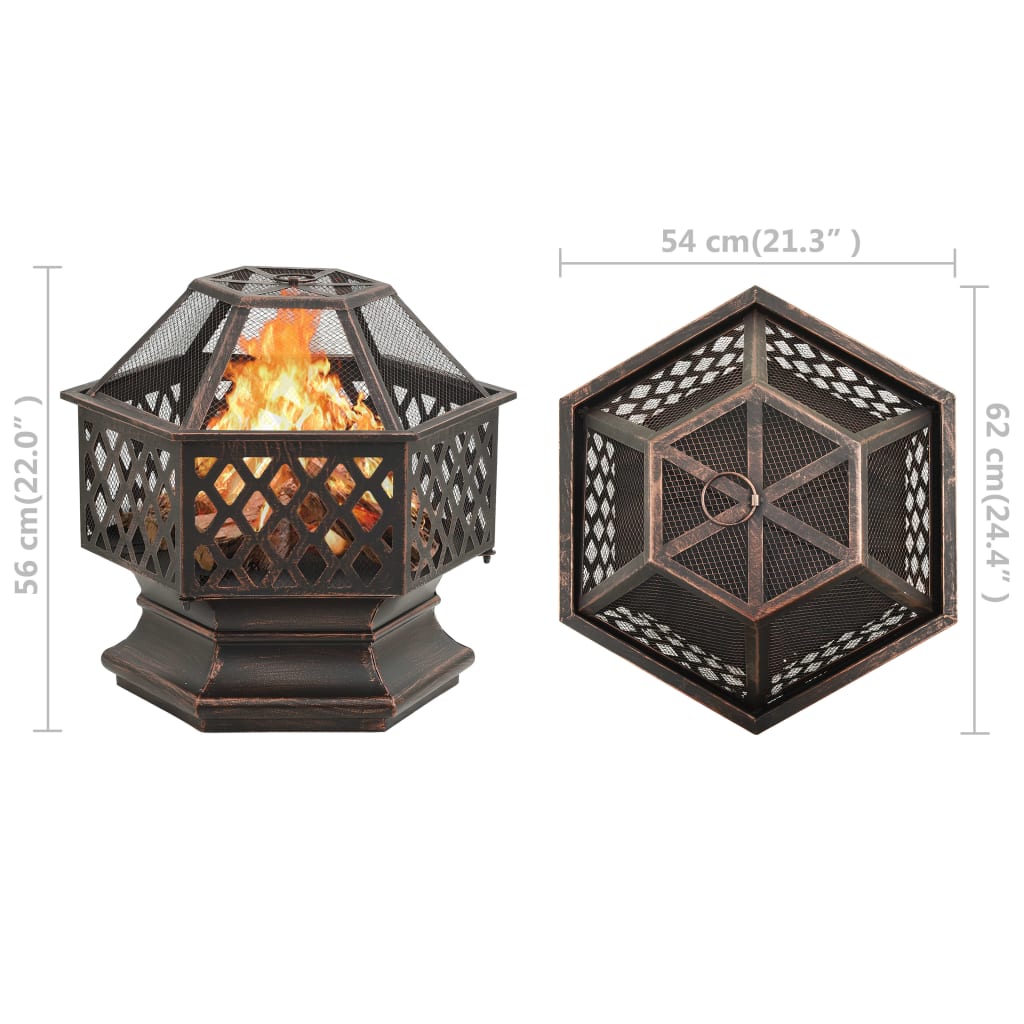 Vatră De Foc Rustică, Cu Vătrai 62X54X56 Cm Oțel, Xxl