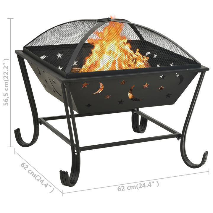 Vatră De Foc Cu Vătrai, 62 Cm, Oțel, Xxl