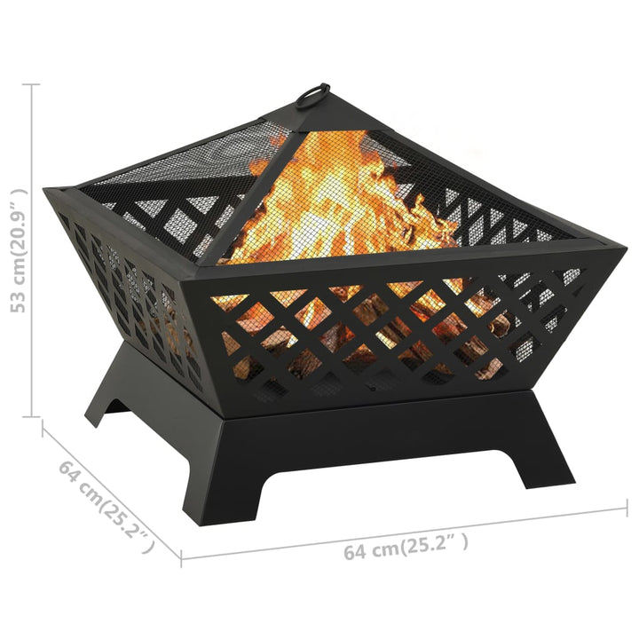 Vatră De Foc Cu Vătrai, 64 Cm, Oțel, Xxl