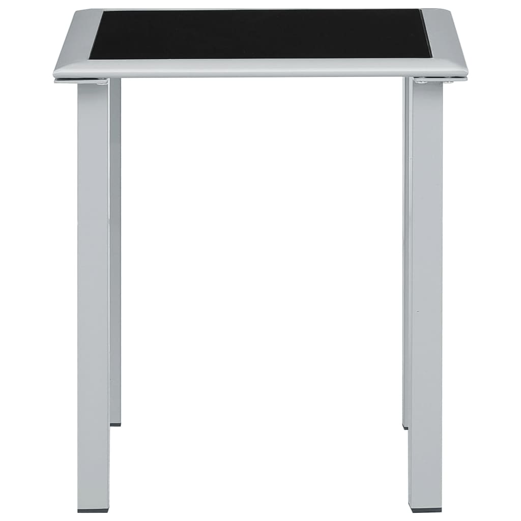 Șezlonguri De Plajă Cu Masă, 2 Buc., Negru, Aluminiu