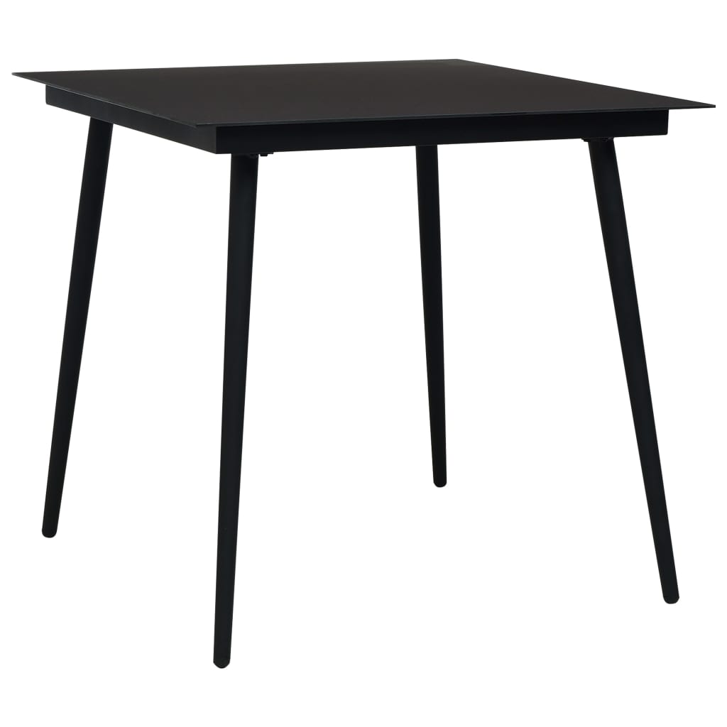 Masă De Grădină, Negru, , Oțel Și Sticlă