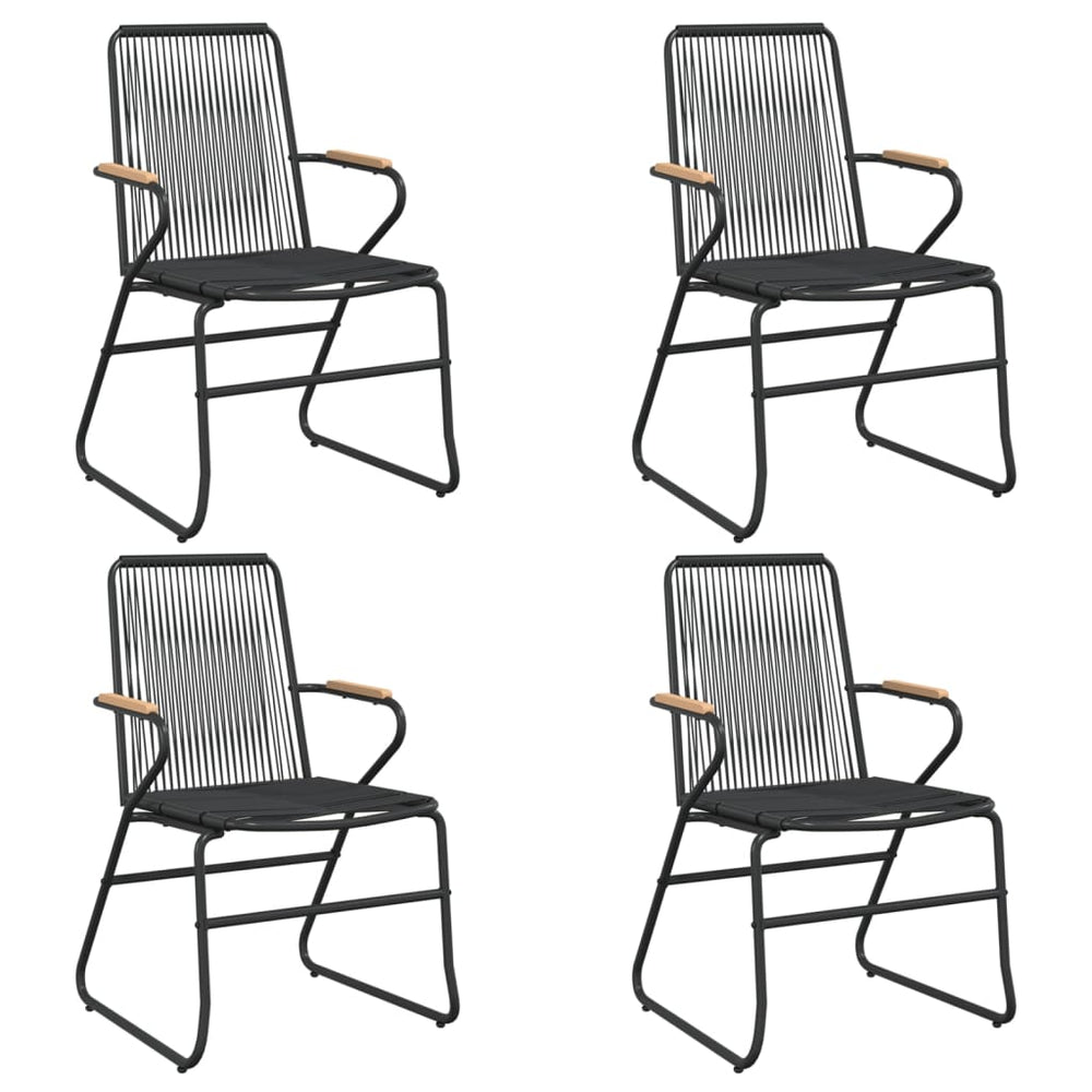 Scaune De Grădină, 4 Buc., Negru, 58X59X85,5 Cm, Ratan Pvc