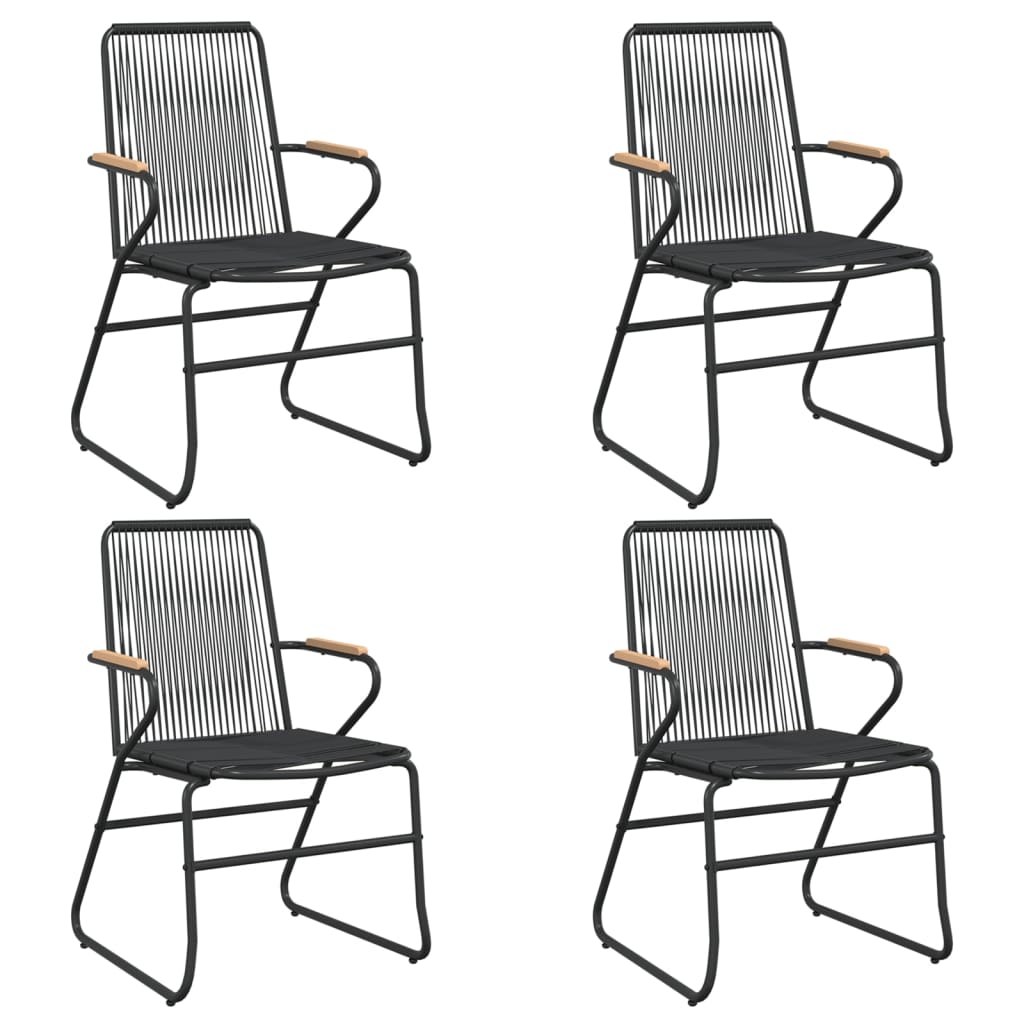 Scaune De Grădină, 4 Buc., Negru, 58X59X85,5 Cm, Ratan Pvc