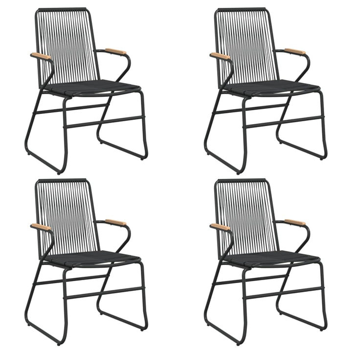 Scaune De Grădină, 4 Buc., Negru, 58X59X85,5 Cm, Ratan Pvc