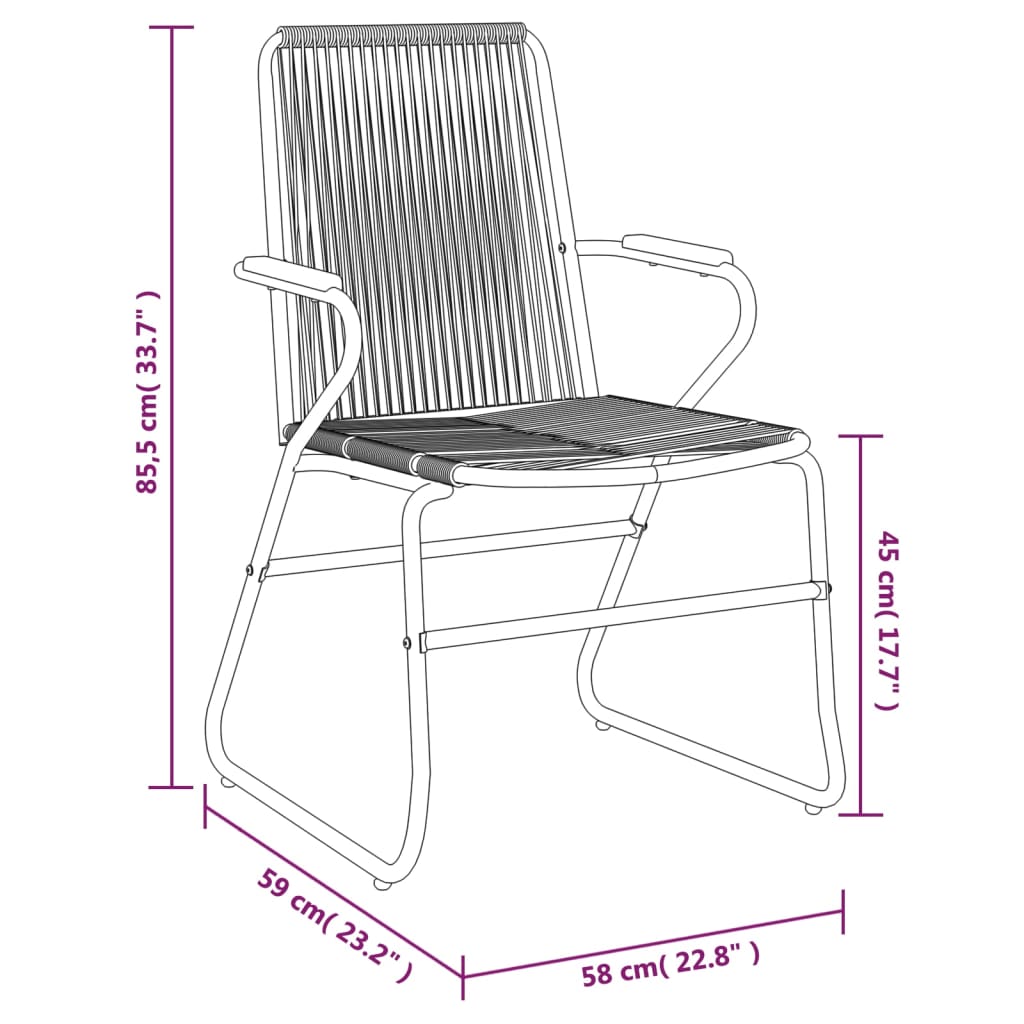 Scaune De Grădină, 4 Buc., Negru, 58X59X85,5 Cm, Ratan Pvc