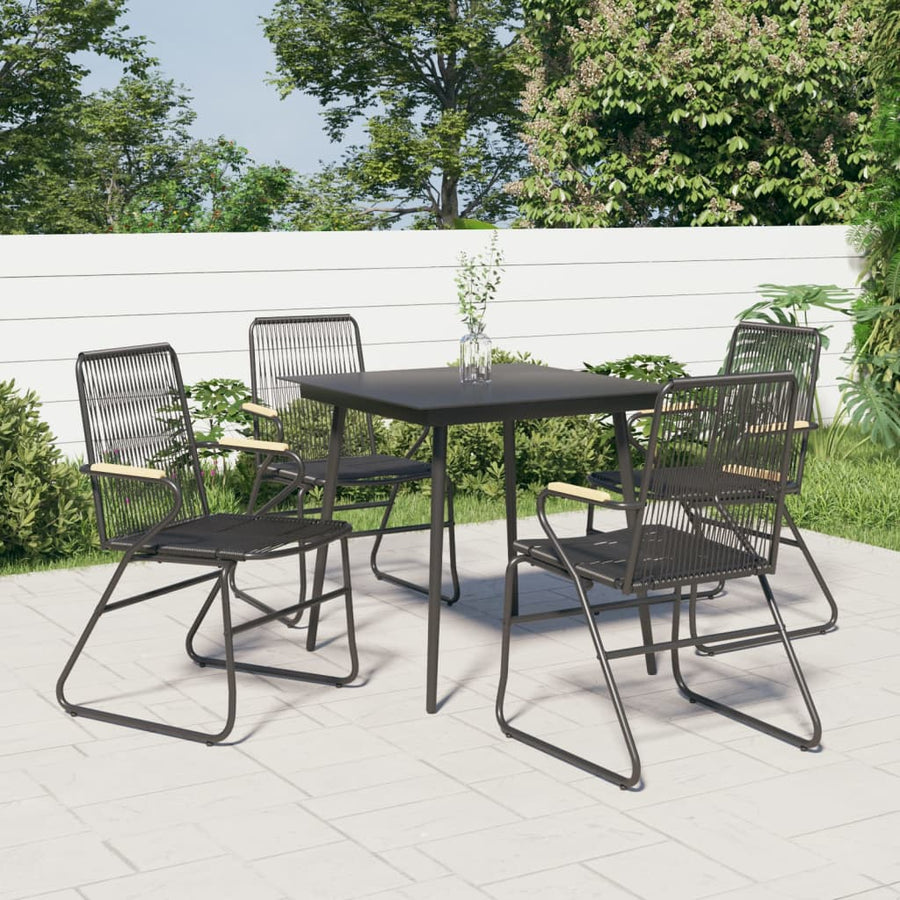 Scaune De Grădină, 4 Buc., Negru, 58X59X85,5 Cm, Ratan Pvc