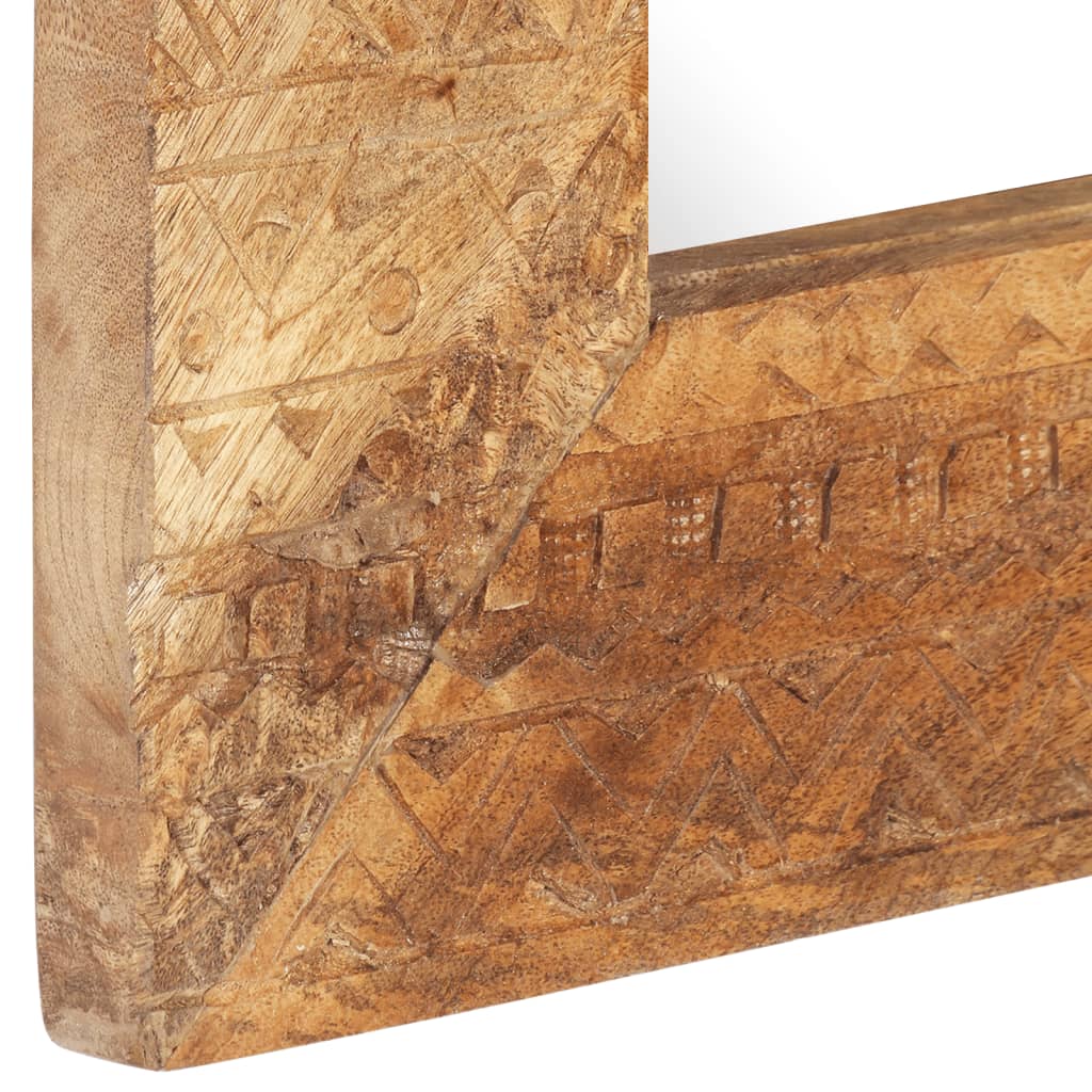 Oglindă Sculptată Manual, 110X50X2,5 Cm, Lemn Masiv De Mango