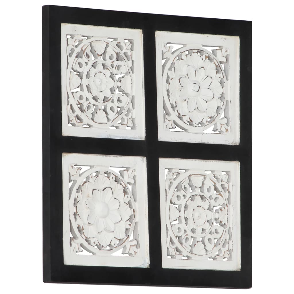 Panou De Perete Sculptat Manual, Negru Și Alb, 40X80X1,5 Cm Mdf