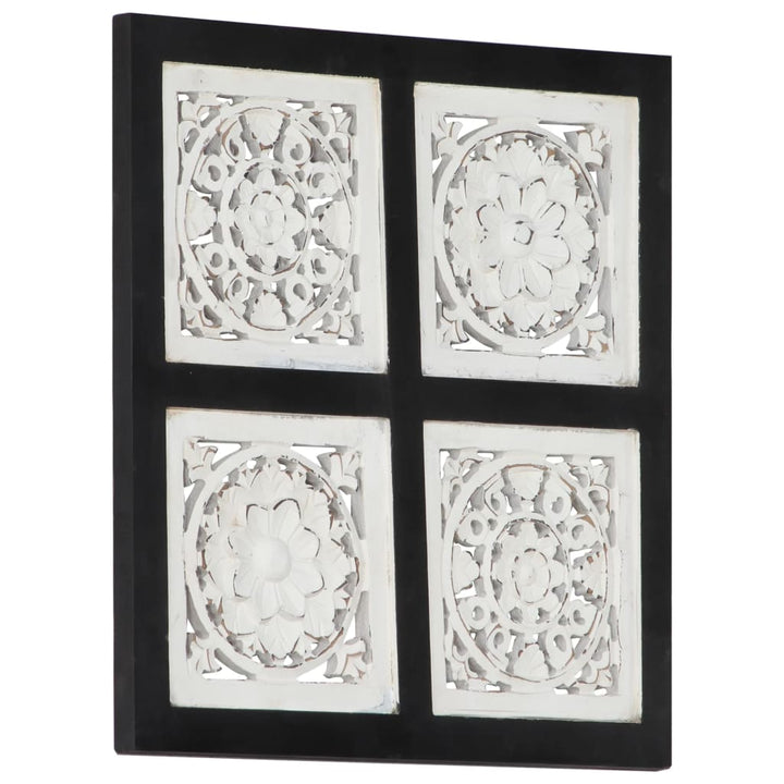 Panou De Perete Sculptat Manual, Negru Și Alb, 40X80X1,5 Cm Mdf