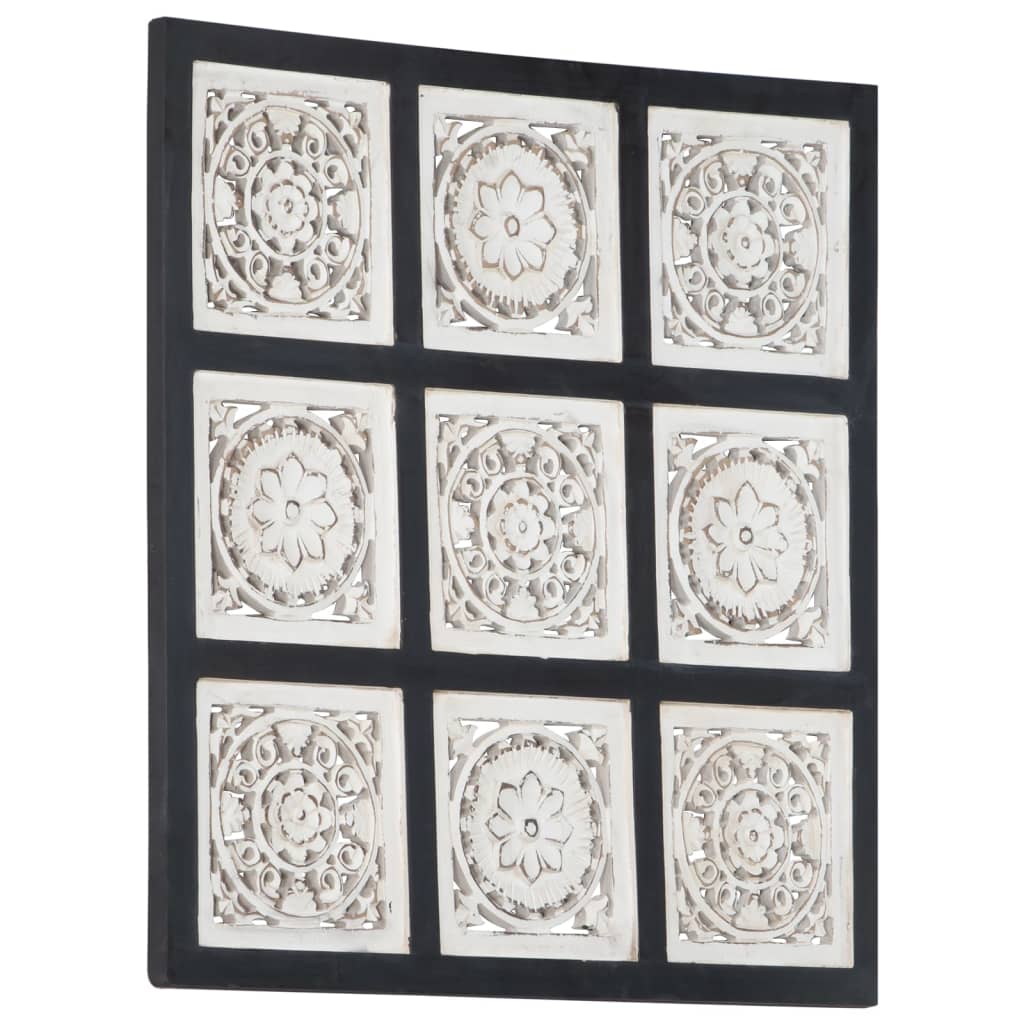 Panou De Perete Sculptat Manual, Negru Și Alb, 40X80X1,5 Cm Mdf