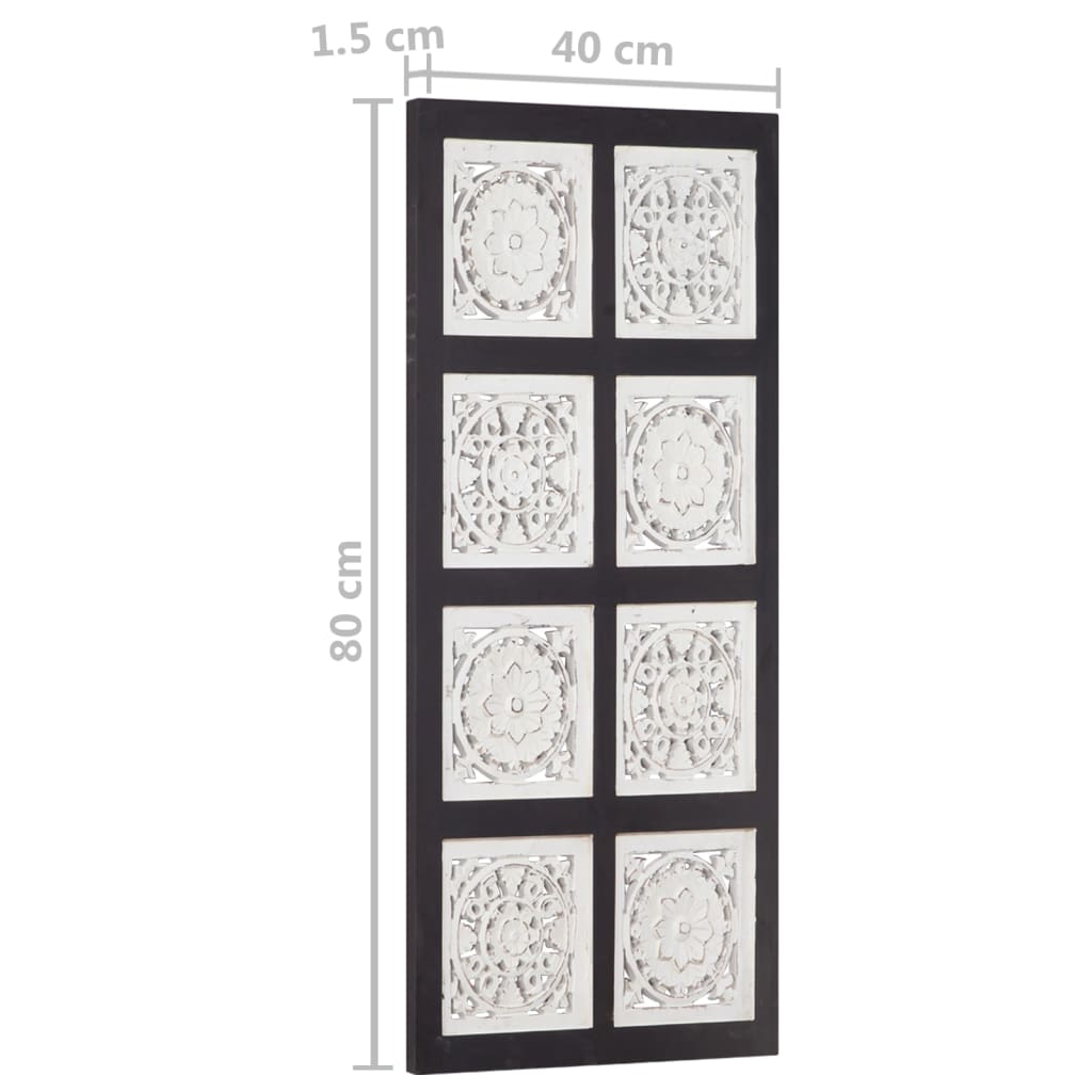 Panou De Perete Sculptat Manual, Negru Și Alb, 40X80X1,5 Cm Mdf