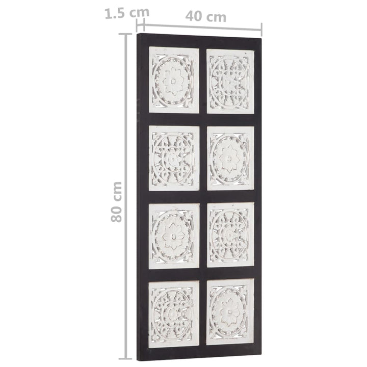 Panou De Perete Sculptat Manual, Negru Și Alb, 40X80X1,5 Cm Mdf
