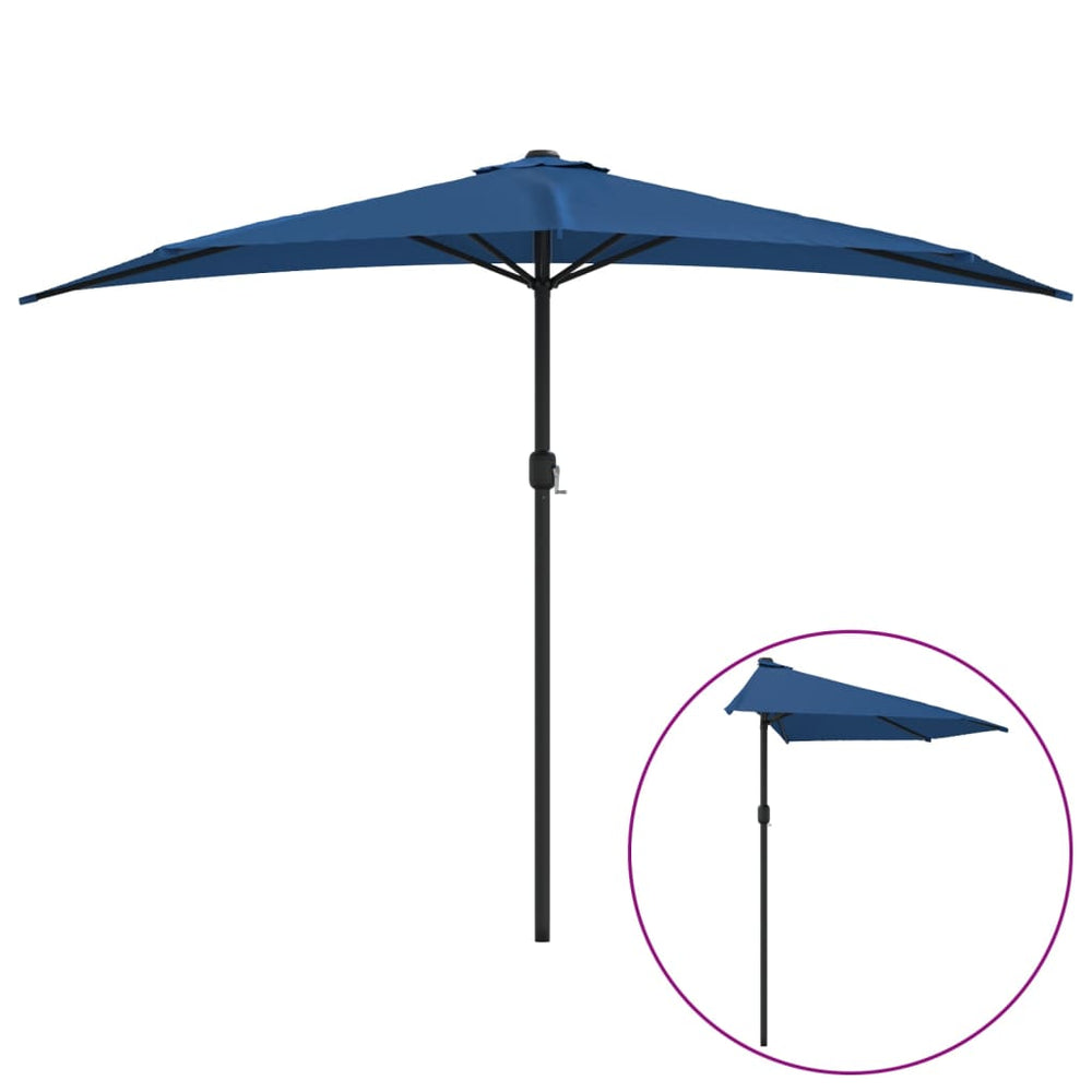 Umbrelă Balcon, Tijă Aluminiu Albastru 300X155X223Cm Semirotund