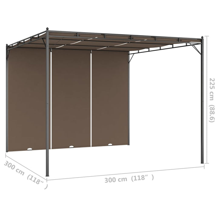 Pavilion De Grădină Cu Perdea Laterală, Gri Taupe, 3X3X2,25 M