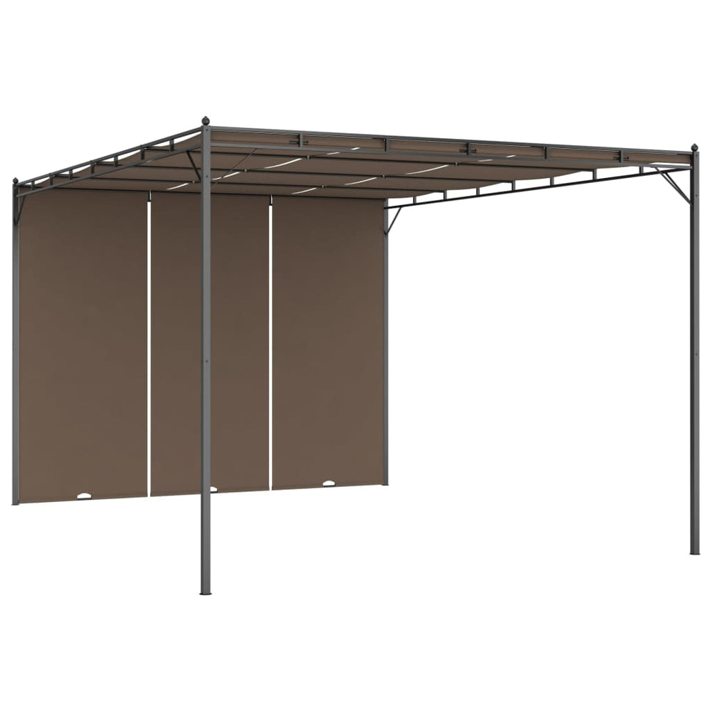 Pavilion De Grădină Cu Perdea Laterală, Gri Taupe, 4X3X2,25 M