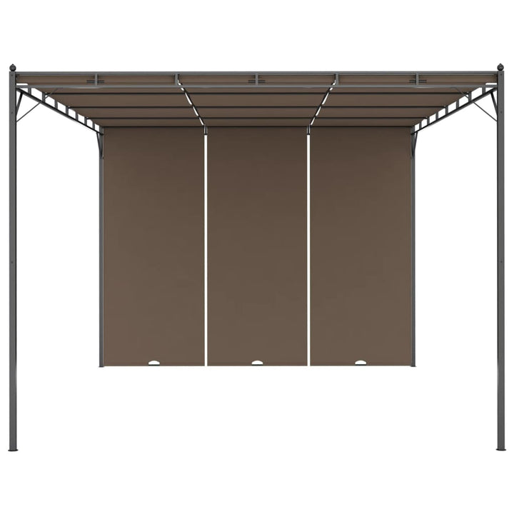 Pavilion De Grădină Cu Perdea Laterală, Gri Taupe, 4X3X2,25 M