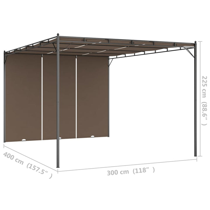 Pavilion De Grădină Cu Perdea Laterală, Gri Taupe, 4X3X2,25 M