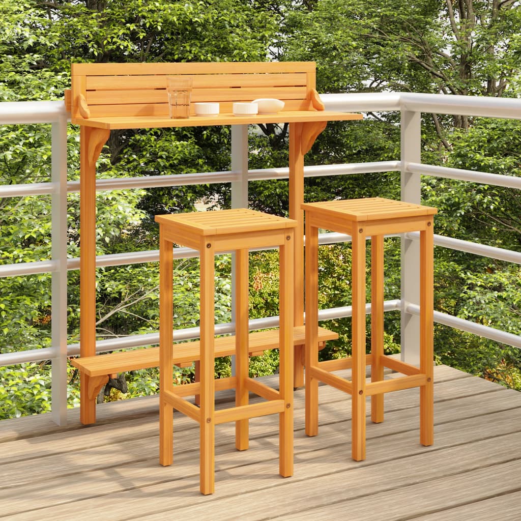 Set Mobilier De Bar De Balcon, 3 Piese, Lemn Masiv De Acacia