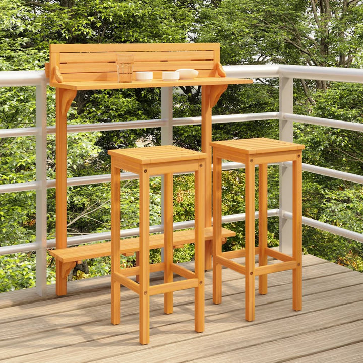 Set Mobilier De Bar De Balcon, 3 Piese, Lemn Masiv De Acacia
