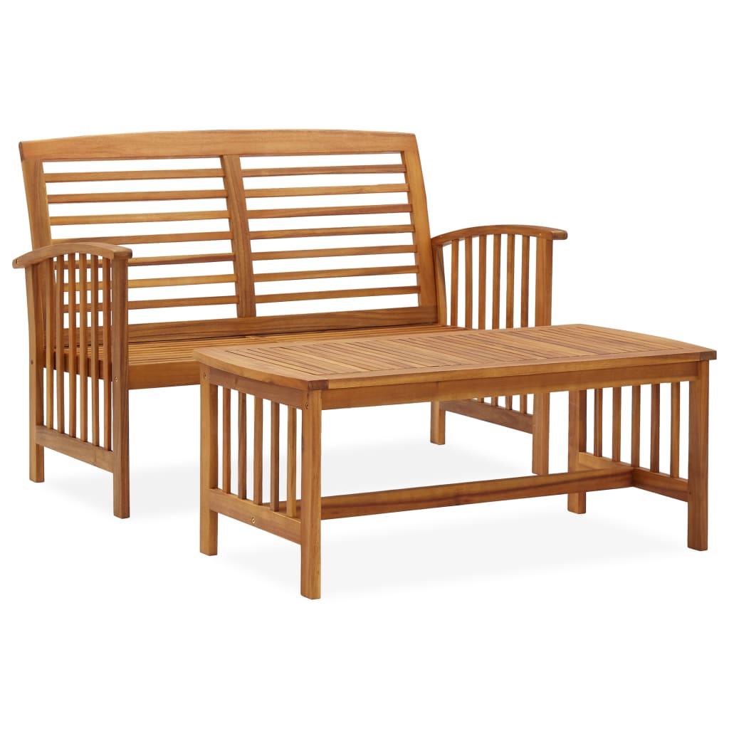 Set Mobilier De Grădină Cu Perne, 2 Piese, Lemn Masiv De Acacia