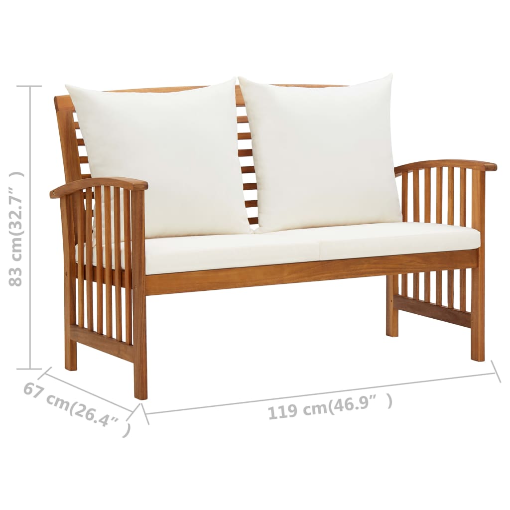 Set Mobilier De Grădină Cu Perne, 2 Piese, Lemn Masiv De Acacia