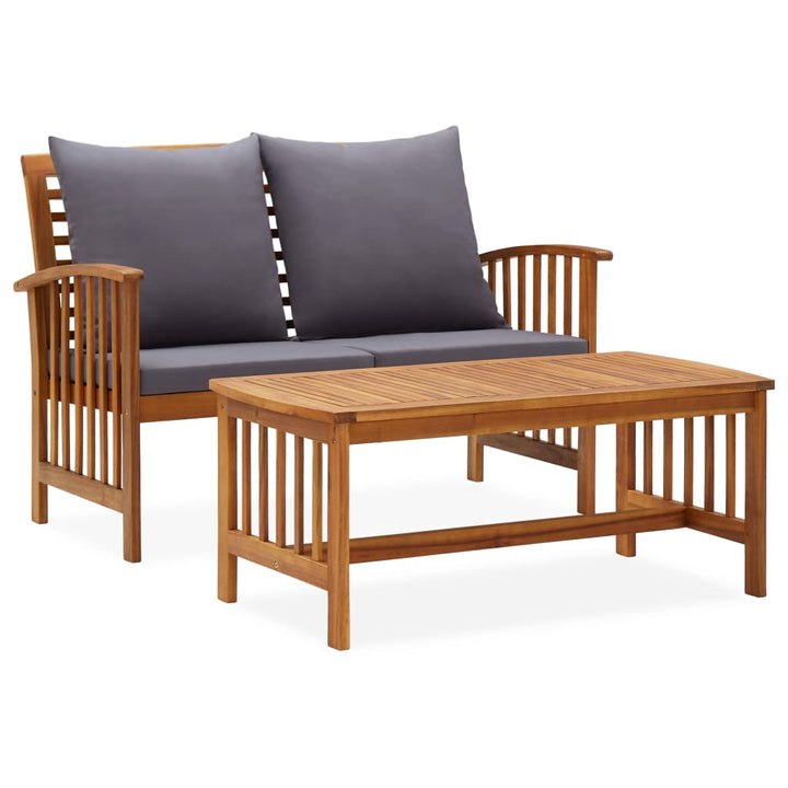 Set Mobilier De Grădină Cu Perne, 2 Piese, Lemn Masiv De Acacia
