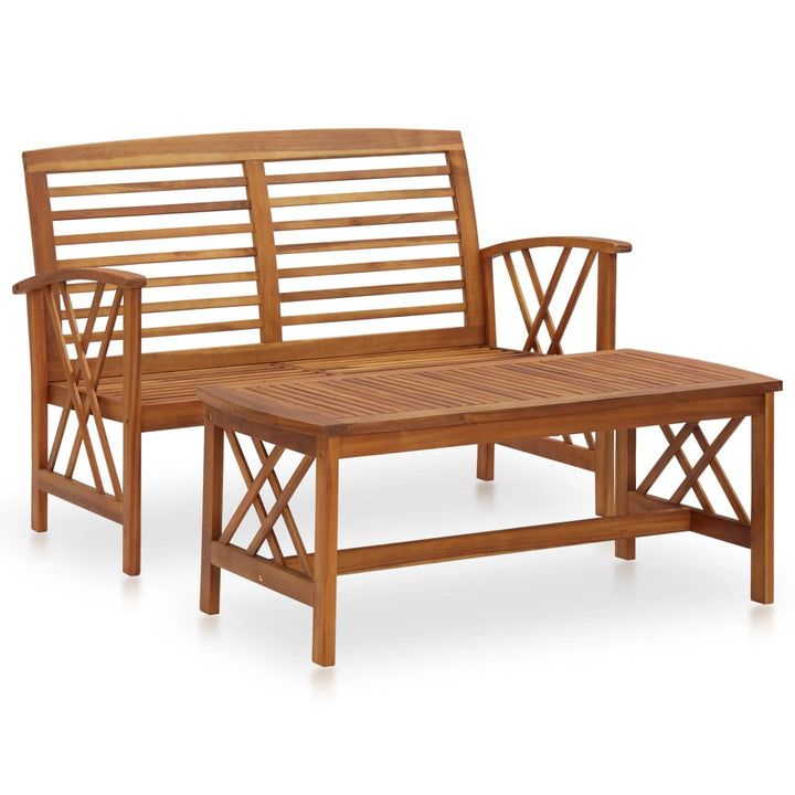 Set Mobilier De Grădină Cu Perne, 2 Piese, Lemn Masiv De Acacia