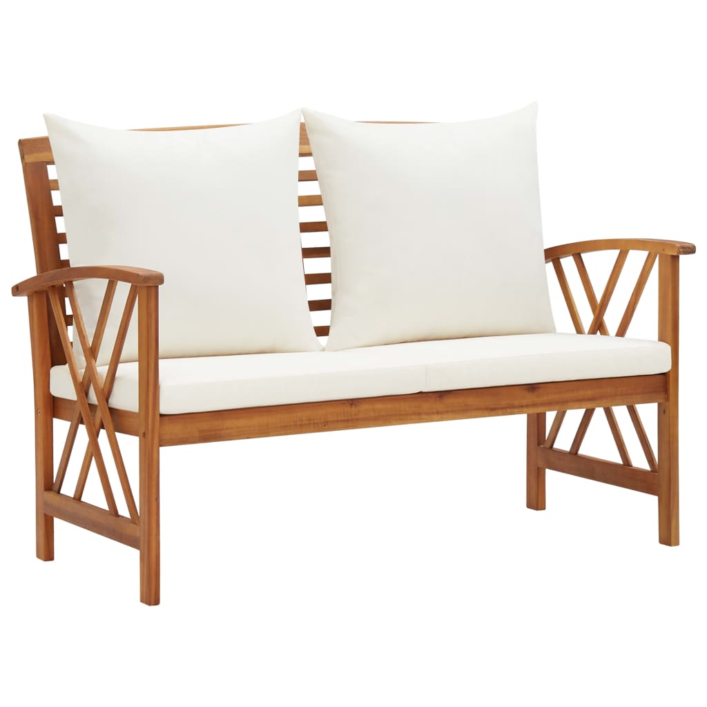 Set Mobilier De Grădină Cu Perne, 2 Piese, Lemn Masiv De Acacia