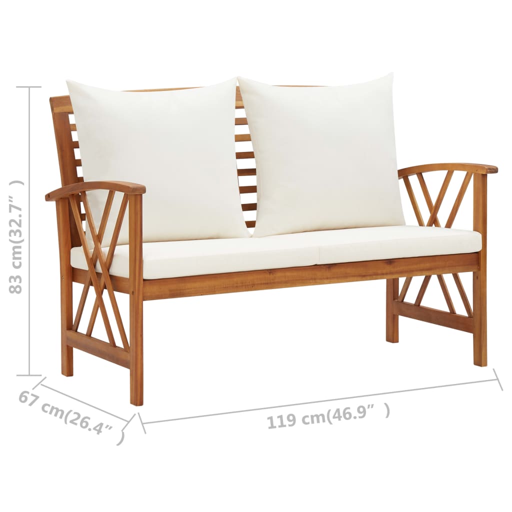 Set Mobilier De Grădină Cu Perne, 2 Piese, Lemn Masiv De Acacia