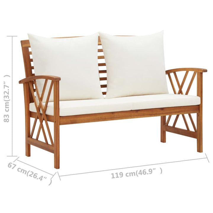 Set Mobilier De Grădină Cu Perne, 2 Piese, Lemn Masiv De Acacia