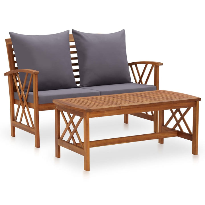 Set Mobilier De Grădină Cu Perne, 2 Piese, Lemn Masiv De Acacia
