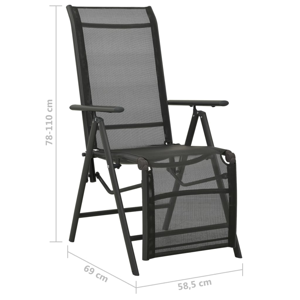 Scaune De Grădină Rabatabile, 2 Buc., , Aluminiu&Textilenă