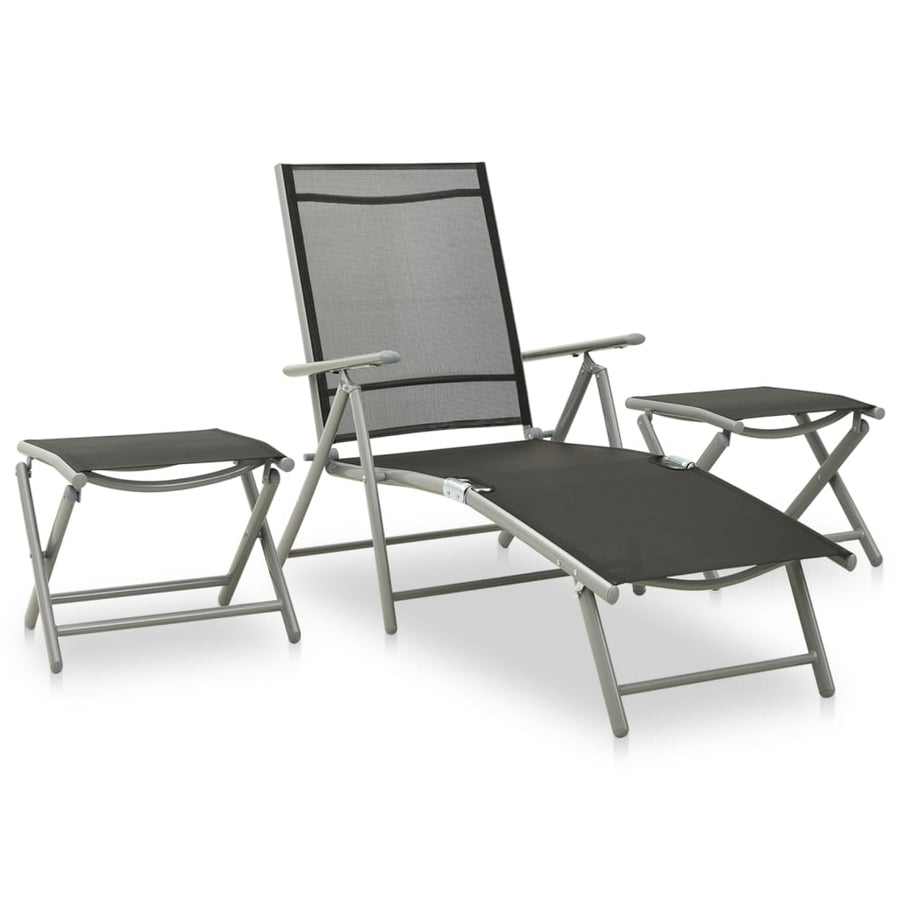 Set Mobilier De Grădină, 3 Piese, , Textilenă&Aluminiu