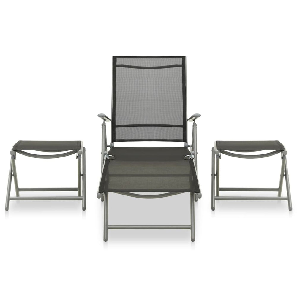 Set Mobilier De Grădină, 3 Piese, , Textilenă&Aluminiu