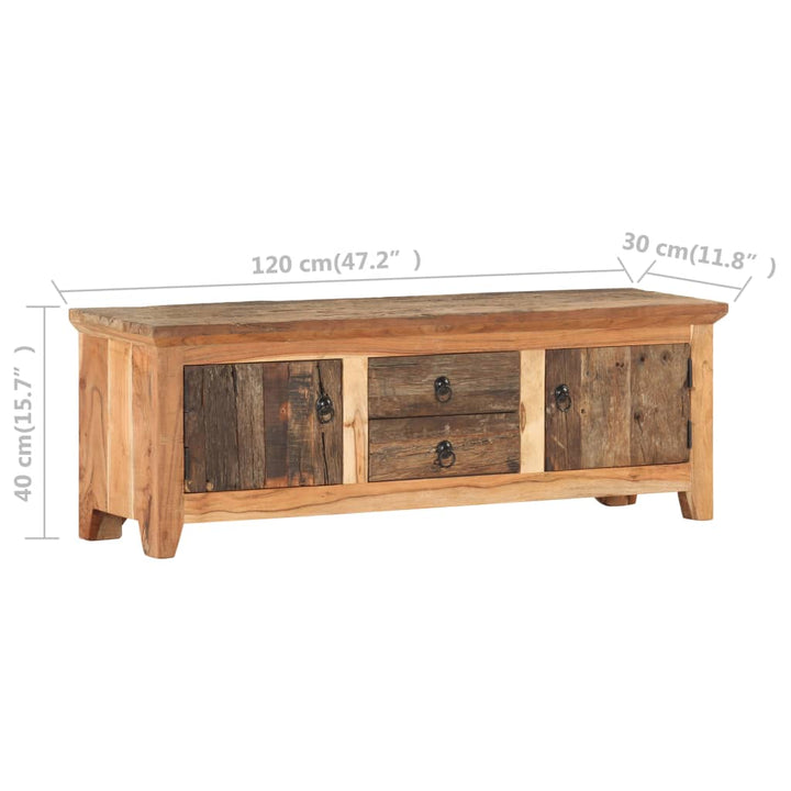 Comodă Tv, 120 X 30 X 40 Cm, Lemn Masiv Acacia/Lemn Reciclat