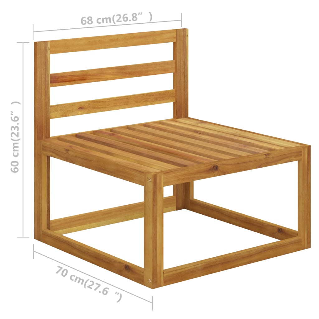 Canapea Modulară De Mijloc, Perne Alb , Lemn Masiv Acacia