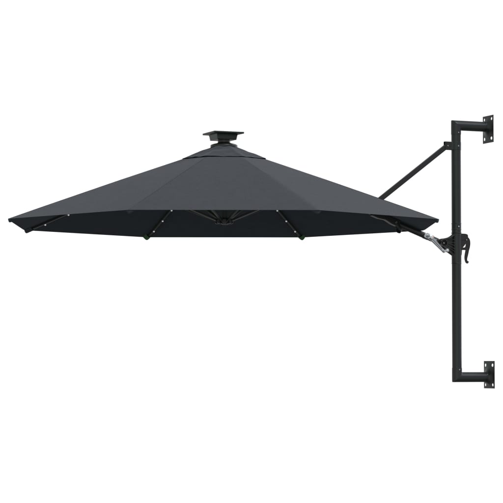 Umbrelă Soare Montaj Pe Perete Led Stâlp Metal 300 Cm