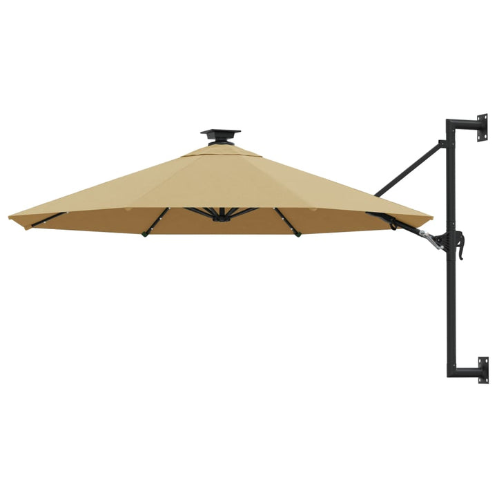 Umbrelă Soare Montaj Pe Perete Led Stâlp Metal 300 Cm