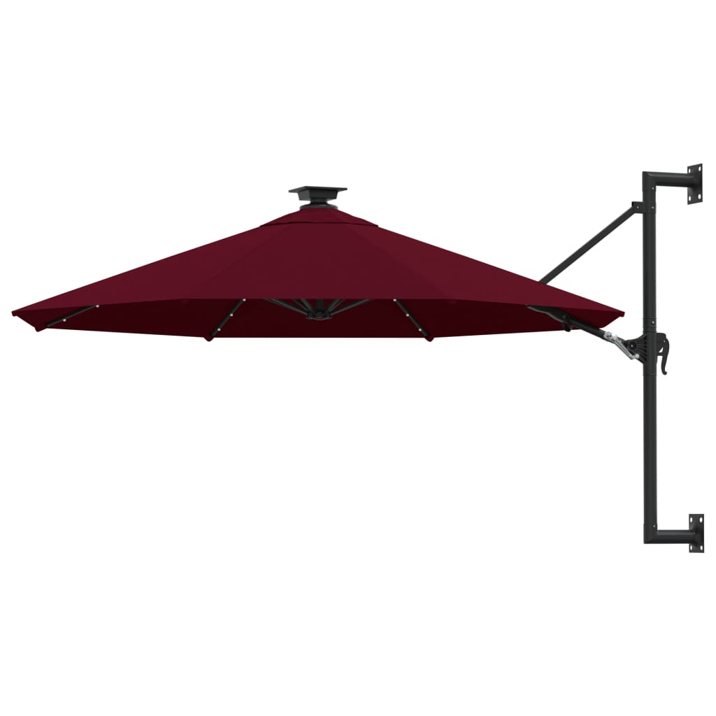 Umbrelă Soare Montaj Pe Perete Led Stâlp Metal 300 Cm