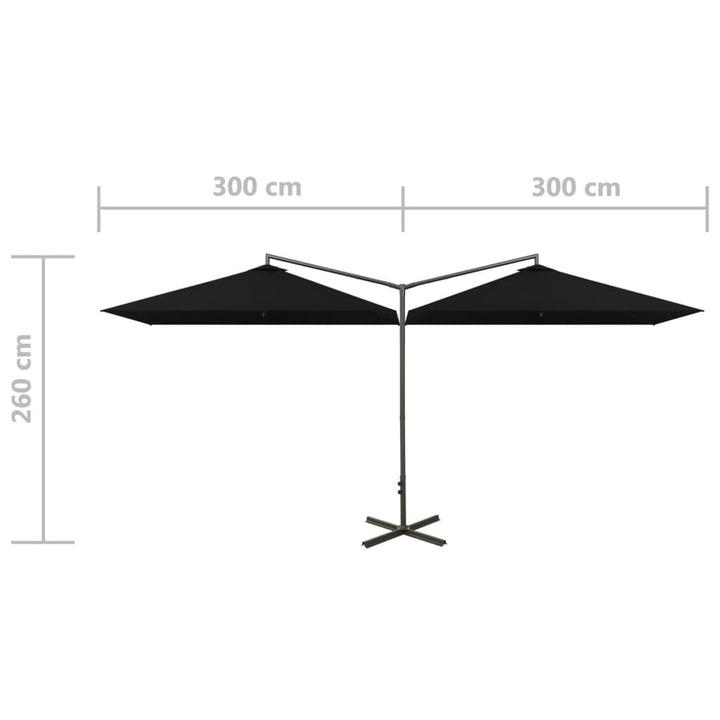 Umbrelă De Soare Dublă, Stâlp Din Oțel, , 600X300 Cm