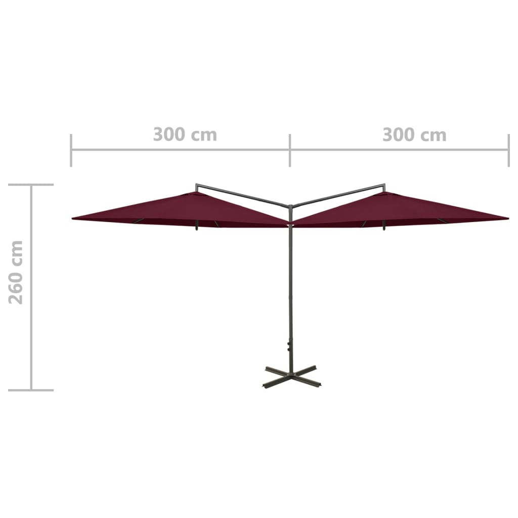 Umbrelă De Soare Dublă, Stâlp Din Oțel, , 600 Cm