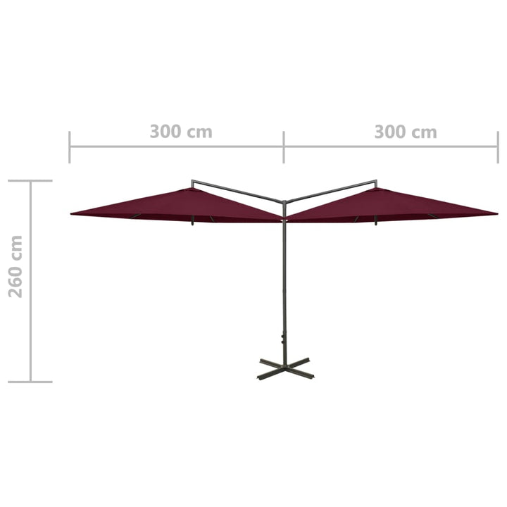 Umbrelă De Soare Dublă, Stâlp Din Oțel, , 600 Cm