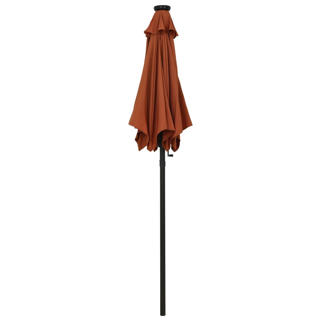 Umbrelă De Soare Cu Lumini Led, Cărămiziu, 200X211 Cm, Aluminiu