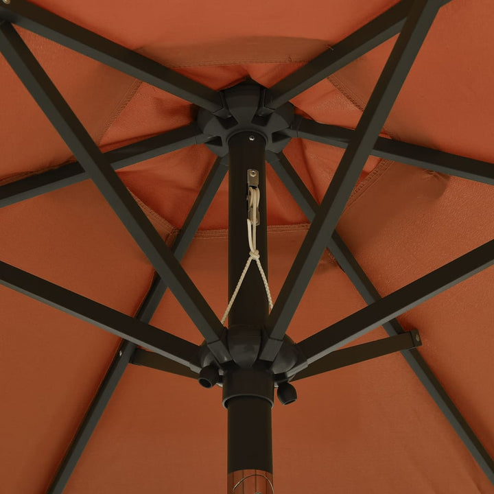 Umbrelă De Soare Cu Lumini Led, Cărămiziu, 200X211 Cm, Aluminiu